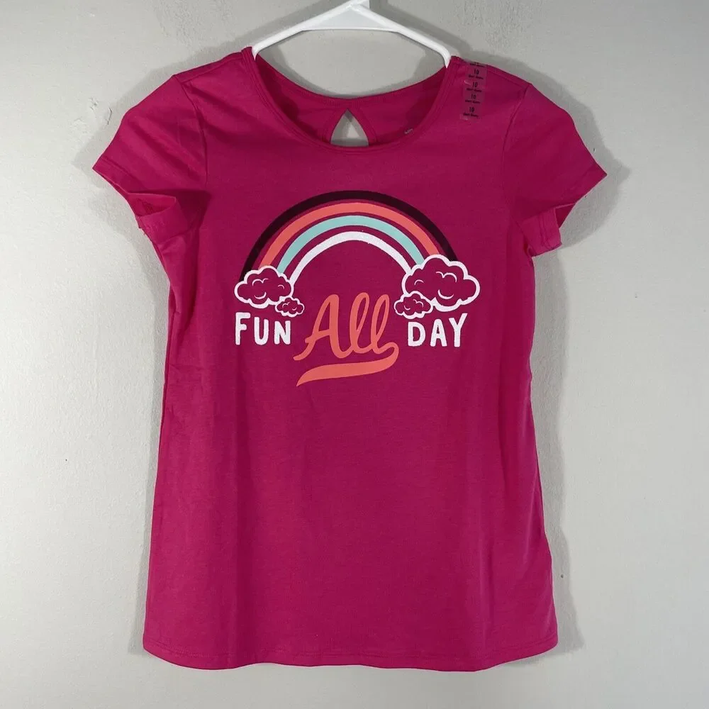 Lot of 2 Justice Girls 10 T-Shirt Pink Short Sleeve Tee Graphic Print Pullover